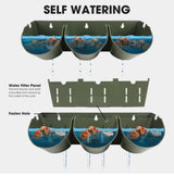 Worth Garden Upgraded 6 Sets (18 Pockets) Self Watering Stackable Vertical Planters - Wall Mounted Plastic Plant Grow Pots for Strawberries Flowers Herbs - Indoor Outdoor Green Wall Decoration (Green) Worth