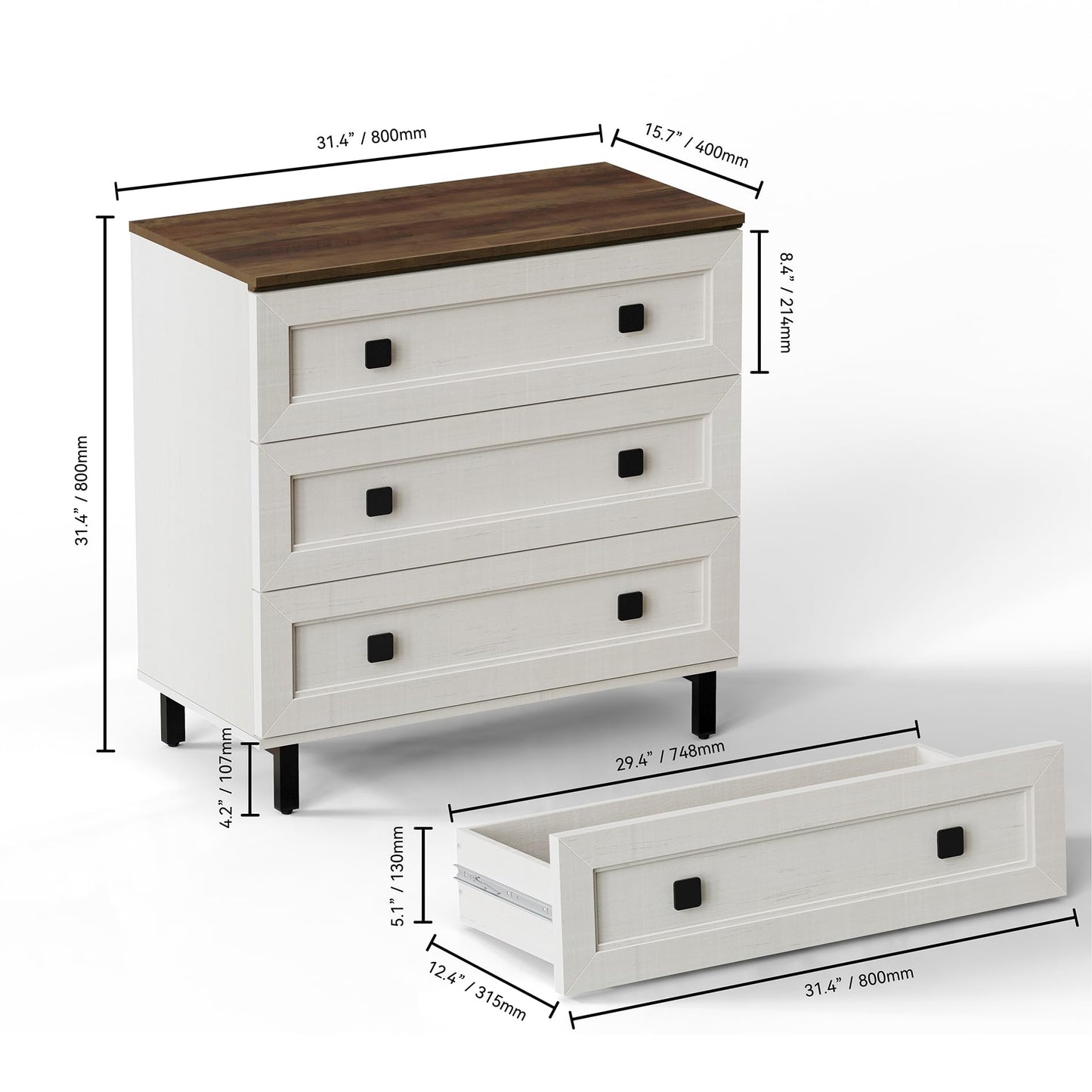 FENSULN White Dresser with 9 Drawers,3 in 1 Farmhouse Modern Chest of Drawers with Spacious Storage for Bed Room,Livingroom Hallway