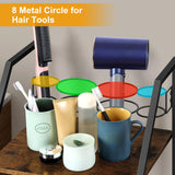 OYEAL Bathroom Storage Cart with Wheels Rolling Bathroom Shelves Slim Freestanding Bathroom Towel Storage Organizer with Hair Tool Holder for Small Spaces, Rustic Brown OYEAL