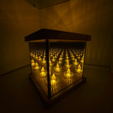 Infinity Mirror Tea Light Holder, Glass Hurricane Candle Holder, Wood Candle Night Lights, Infinity Cube Unique Tea Light Holder, Table Decor, Wedding Gift, Bedroom Night Light, Rustic Home Decor Ashel Art