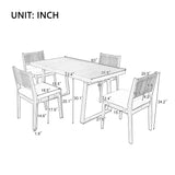 LUMISOL 5 Piece Outdoor Dining Table Set, Acacia Wood Dining Table and Chairs Set with Thick Cushions, Farmhouse Kitchen Table Set for Indoor and Outdoor, Beige LUMISOL