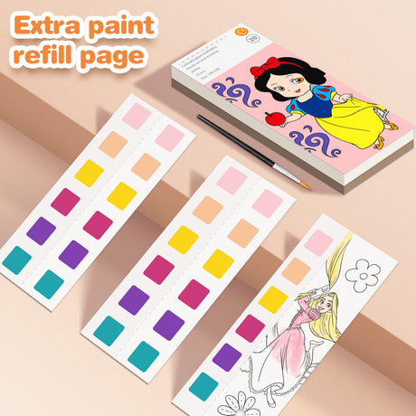 ZHOC Paint with Water Coloring Books for Kids, Pocket Mess Free Watercolor Painting Sets for Kids Ages 3 4 5 6 7 8+, Water Color Paint Set Arts and Crafts Gift for Boys Girls, Princess ZHOC
