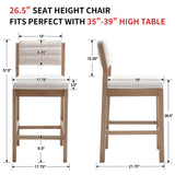RIVOVA 26" Bar Stools Set of 2 Counter Height Bar Stools for Kitchen Counter, Modern Upholstered Barstools with Back and Wood Legs Linen Stools Farmhouse Island Chairs, Beige RIVOVA