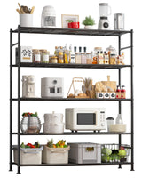 Sakugi Storage Shelves - 5 Tier Shelf Organizer, Sturdy Metal Garage Shelving with Adjustable Leveling Feet, Space-Saving Shelves Organizer for Pantry, Laundry, Kitchen (47" x 12" x 60", Black) Sakugi