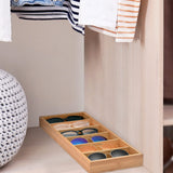 Lunavita 6-Slot Sunglasses Organizer Tray, Sunglasses Storage Case, Eyeglass Display Eyewear Display Box,Jewelery Display Organizer Tray, Natural Bamboo Lunavita