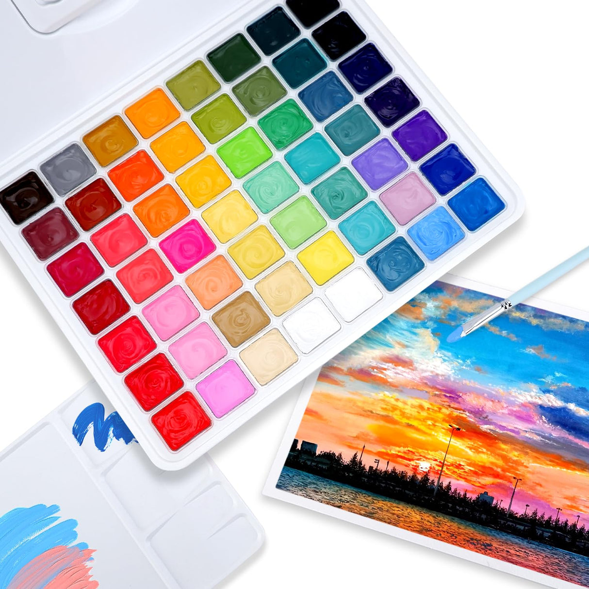 HIMI Gouache Paint Set, 56 Colors x 30 ml Jelly Cup Design in a Carrying Case, Non Toxic Gouache Paint for Canvas and Paper, Perfect for Artists, Students, and Beginners ARTME