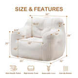 Hobestluk Bean Bag Chair for Adult Small Bean Bag Chairs with Arms Furry Beanbag Chair with Foam Filler Stuffed Bean Bag Sofa for Reading in Bedroom Living Room and Dorms(White) Hobestluk