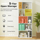 Nightcore 63” Tall Freestanding Display Shelf, 5-Tier Geometric Bookcase with 10 Storage Cubbies, Anti-toppling Devices, Modern Bookshelf for Living Room, Bedroom, Home Office, White WoodArtSupply