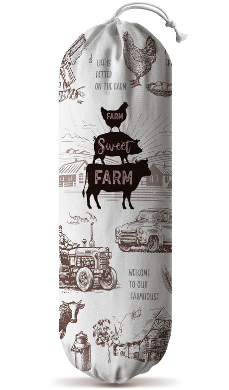 Hglian Grocery Plastic Bag Holder and Dispenser,Cow Rooster Plastic Bags Organizer,Garbage Shopping Trash Bags Storage for Kitchen,Farmhouse Home Decor,Gifts for Women Mom Grandma Hglian