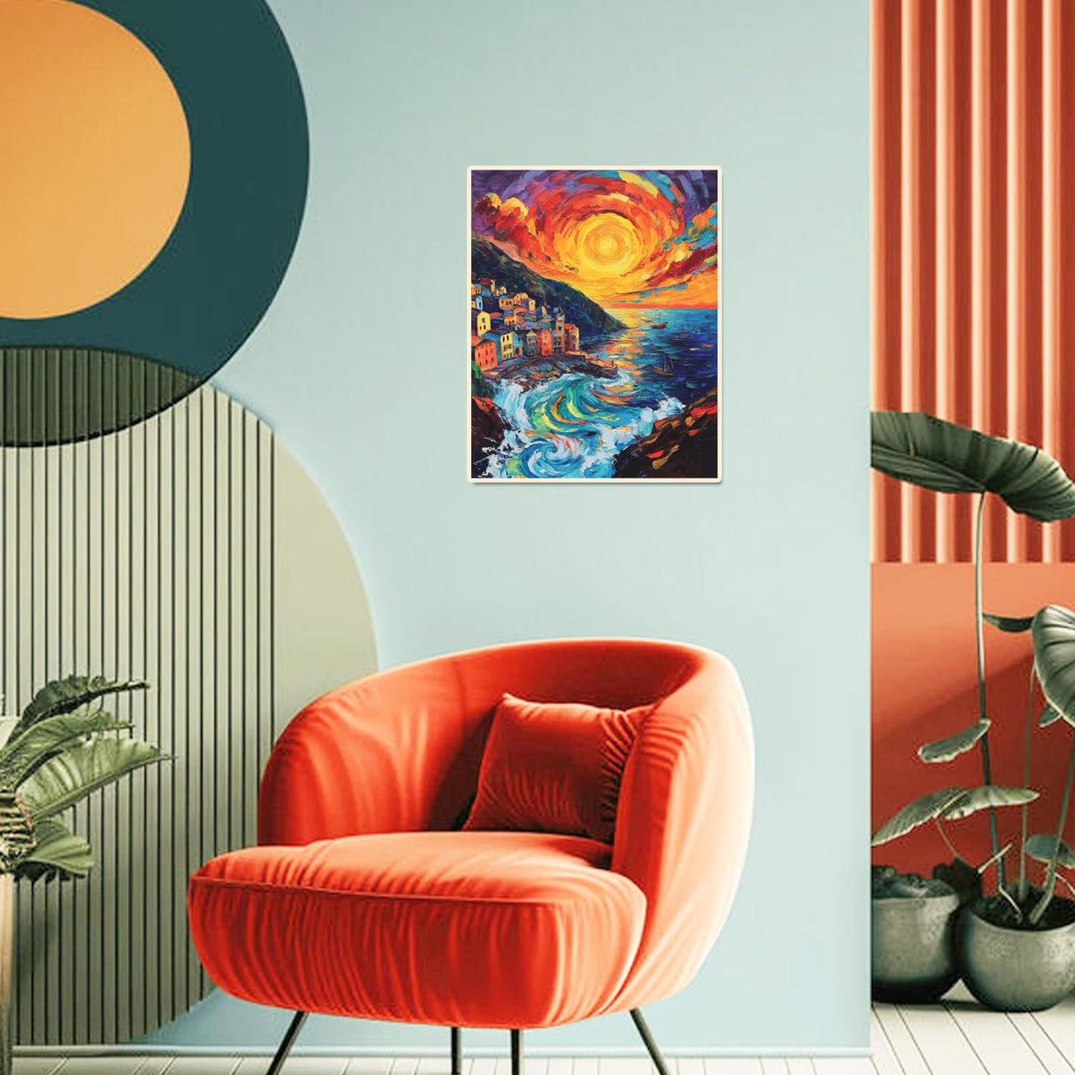 Sunset Paint by Numbers Kit for Adults Beginner Cinque Terre Italy Oil Painting Kit Adult Paint by Number Kits on Canvas DIY Painting for Beginners Art by Numbers for Gifts Home Wall Decor 16x20 Inch﻿ obterie