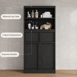 GarveeHome Tall Bathroom Cabinet, Floor Storage Cabinet with Doors & 2 Drawers, 51" H Tall Organizer Cabinet Freestanding for Bathroom, Living Room, Kitchen & Pantry (Black) GarveeHome