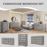 VVFLU 63”W Dresser for Bedroom Grey Dresser with 9 Wood Drawers, Dressers & Chests of Drawers with Smooth Metal Rail, Large Storage Dressers Organizer for Bedroom Living Room (Grey, 9 Drawer) VVFLU