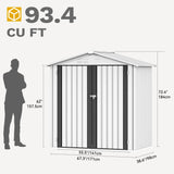 DWVO 6x4ft Metal Outdoor Tool Shed, Garden Storage Shed for Backyard, Lawn, and Patio, Heavy-Duty Storage Unit with Four Vents & Lockable Door for Storing Tools, Equipment & Trash Bins, White DWVO