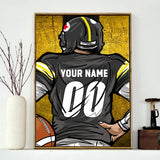Weadatty Custom Football Diamond Painting with Name and Number,Customized Sports Fan Jersey Painting,Personnalized Football Player Diamond Art for Home Decor (Pittsburgh Yellow) Weadatty