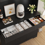 P.H.Furn 71" Pantry Cabinet, Kitchen Storage Cabinet with Drawers & Adjustable Shelf, Microwave Shelf, Kitchen Hutch with LED Light & Outlets for Dining Room/Entry/Hallway (Black) P.H.Furn