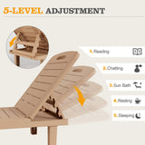 UDPATIO Oversized Outdoor Chaise Lounge Chair Set of 2, 5-Level Adjustment Backrest, Extra Widen Chaise with Cup Holder Easy Assembly for Pool Beach Garden (Wood Grain) UDPATIO