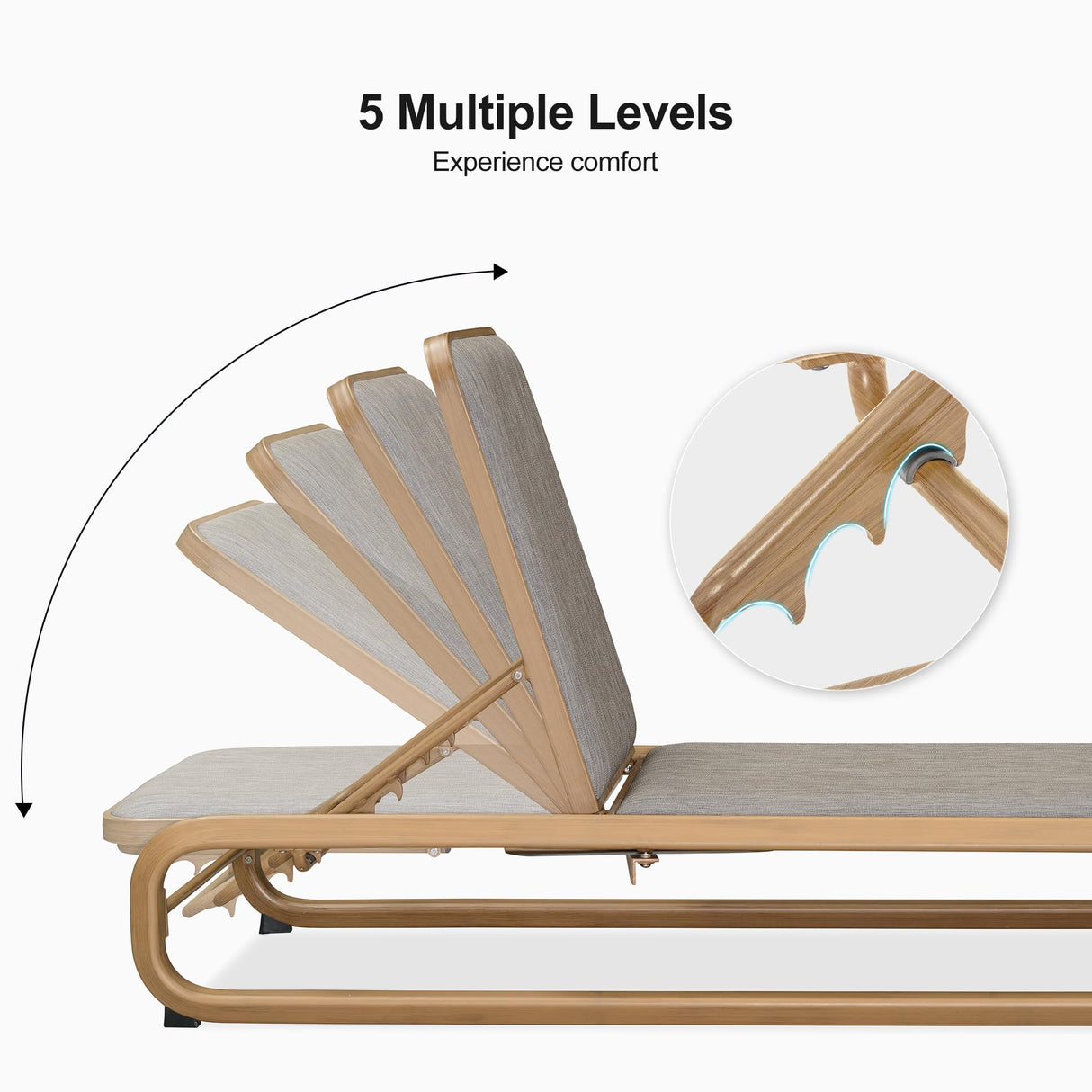 PURPLE LEAF Chaise Lounge Patio Chair Recliner Outdoor for Patio Poolside Balcony w/Slide-Out Side Table with Cushion Adjustable Backrest 2 Pieces Teak PURPLE LEAF