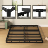 DiaOutro King Size Box Spring, 4 Inch Heavy Duty Bed Base with Fabric Cover, No Noise Mattress Foundation for Bed, Easy Assembly, Black DiaOutro