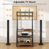 HOOBRO Rolling TV Stand with Mount and Power Outlet Up to 55 inch TV, Corner Entertainment Center, Small TV Stand with 3-Tier Storage Shelves for Living Room, Bedroom, Rustic Brown and Black BF66UDS01 HOOBRO