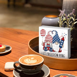 JXREQ 4th of July Decorations, Patriotic Decor Wood Box Sign, Independence Day Tiered Tray Decor, Farmhouse Rustic Gnomes Let Freedom Ring Sign, Home Office Bedroom Table Decoration, 5x5 Inch JXREQ