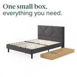 ZINUS Judy Upholstered Platform Bed Frame, Mattress Foundation, Wood Slat Support, No Box Spring Needed, Eco Friendly WonderBox (TM), Easy Assembly, Dark Grey, Queen ZINUS