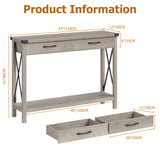 CABIHOME Farmhouse Entryway Table, Wooden Console Table with Drawers, 2 Tier Sofa Table with Storage, Console Table for Entryway, Living Room, Hallway, Foyer-Grey CABIHOME