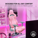 Razer Enki Gaming Chair: All-Day Comfort - Built-in Lumbar Arch - Optimized Cushion Density - Dual-Textured, Eco-Friendly Synthetic Leather - Reactive Seat Tilt & 152-Degree Recline - Pink Razer