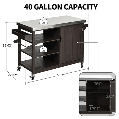 YITAHOME XL Solid Wood Outdoor Bar Table with Storage, Spice Racks, and Wheels - Versatile Portable Kitchen for Patio and Garden - WoodArtSupply