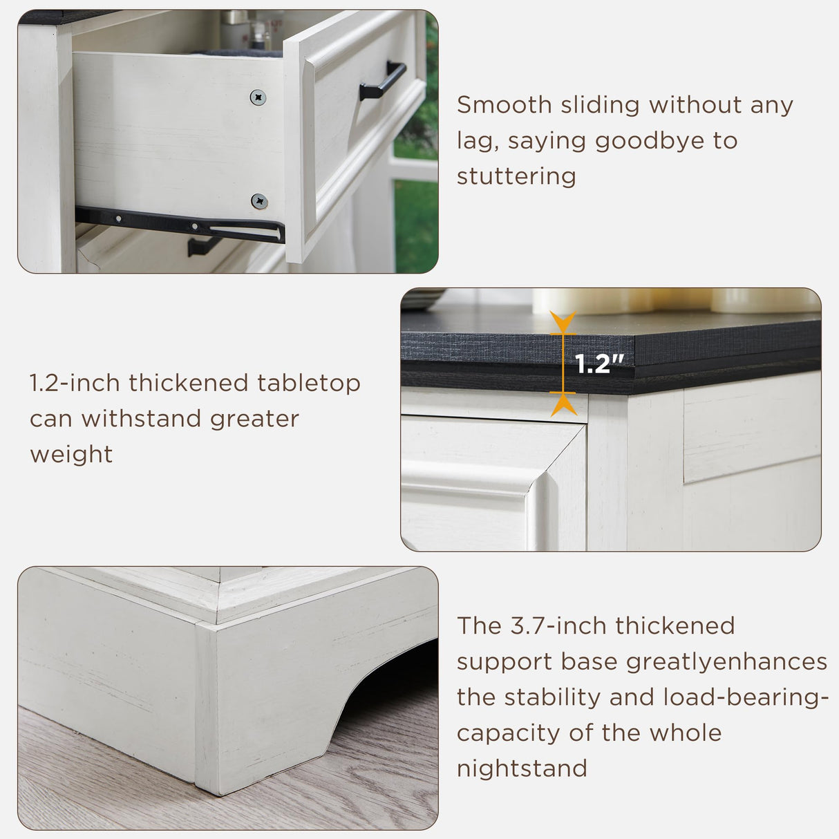 ACCOHOHO Farmhouse 5 Drawers Dresser Chests for Bedroom,46" Tall Wood Rustic Chest of Drawers with Wide Metal Handle,Natural Texture,Drawer Organizer for Bedroom,Living Room,Hallway and Entryway,White ACCOHOHO