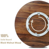 MAGIGO 24 Inches Black Walnut Wood Lazy Susan Organizer, Solid Wooden Round Turntable, Rotating Tray for Table Top/Counter Top MAGIGO