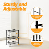Abiglifty Storage Shelves, 3-Tier Metal Shelving, Wire Shelving with Adjustable Leveling Feet, Shelf Organizer for Bathroom, Closet, Garage Abiglifty