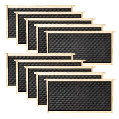 Hoover Hives - Deep Frames & Foundations (40 Pack) - Langstroth Beehive Wooden Frames, Black Food Grade Plastic Foundations Dipped in Natural Beeswax