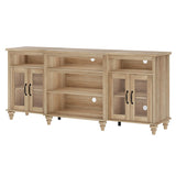 WAMAPT Buffet Cabinet with 4 Glass Doors, Large Coffee Bar Tables Wood Kitchen Storage Cabinets with 9 Storages, Modern Farmhouse Sideboard Credenza for Dining Room, Oak, 70 inch WAMPAT