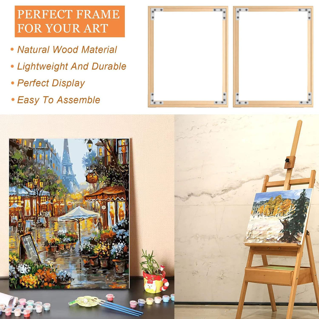 2 Set 16"X 20" DIY Wood Canvas Stretcher Bars,Removable Canvas Frames Kit,Lightweight Sturdy Stretcher Frames for Oil Painting,Diamond Painting,Canvas Painting and Needle Arts Supplies (16in*20in) BROTOSPAC