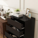 Modern Chest of Drawers, 4/5/6 Drawer Dresser Without Handles Floor Storage Drawer Cabinet Vertical Dresser Storage Organizer for Home Office (4 Drawers, Black) Panana