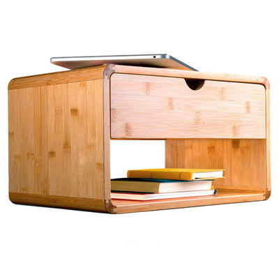 Comfify Modern Floating Nightstand with Drawer – Small, Compact, Minimalist Bamboo Wall-Mount Bedside Shelf, – Midcentury Design, Easy Installation, Clear Instructions - Warm Bamboo Finish