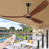 BOOSANT 72" Ceiling Fans without Lights, 72 inch Ceiling Fan no Light, High cfm Quiet 3 Blade Wood Walnut Ceiling Fan, Large Modern Ceiling Fan with Remote, Propeller Outdoor Ceiling Fans for Patios BOOSANT