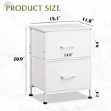 WLIVE White Nightstand, 2 Drawer Dresser for Bedroom, Small Night Stand with Fabric Drawers, Bedside Furniture, End Table for Bedroom, Closet, Entryway, College Dorm WLIVE