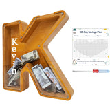 Custom Piggy Bank with Laser Engraved Name, Creative Alphabet Letter Storage Bank, Personalized Wooden Toy with DIY Letter for Kids, Money Bank (K) Sulevalt