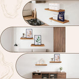 Hiitytin Solid Wood Floating Shelves Bathroom 16 inch Rustic Wall Wood Display Shelves with Grooves Set of 2 Home Decor for Living Room Bedroom Kitchen Farmhouse 16x6.7 inch - Brown Hiitytin