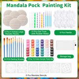 Weysat Mandala Rock Painting Kit Mandala Dotting Tools Kit Include Large Wooden Rocks Stencils Dot Tools Palettes Acrylic Paints Brush Bags for Adults Art DIY Crafts Gift Home Decor Supplies Weysat