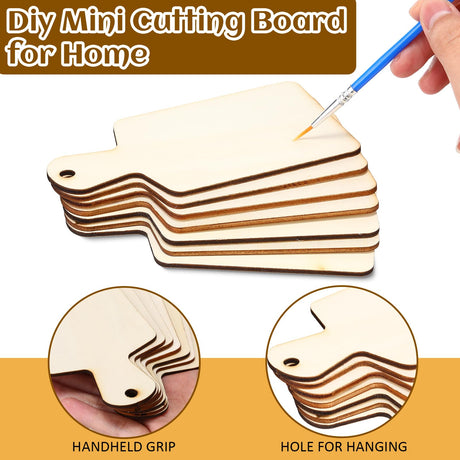 Suzile 36 Pcs Mini Wooden Cutting Board with Handle, Unfinished Small Wooden Chopping Board Paddle Board Craft for DIY Painting Kitchen Cooking Decoration, 5.1x2.8 Inch Suzile
