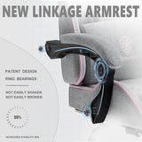 Dowinx Gaming Chair Fabric with Pocket Spring Cushion, Massage Game Chair Cloth with Headrest, Ergonomic Computer Chair with Footrest 290LBS, Pink and Grey Dowinx