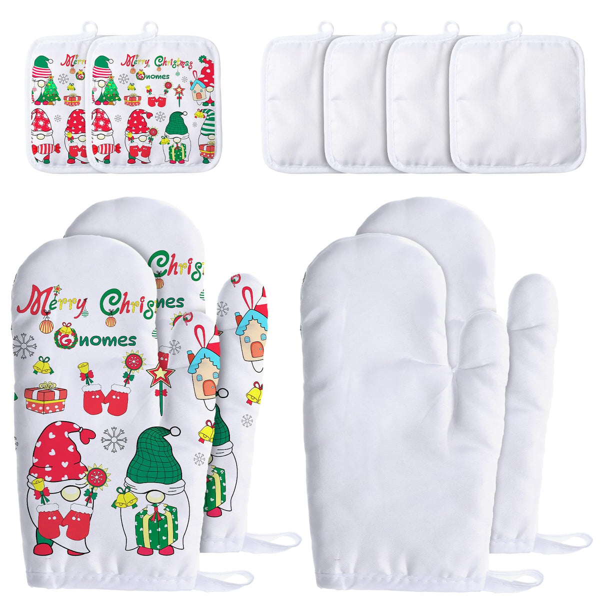 12 Pieces Blank Sublimation Oven Mitts Set Include Blank Sublimation Heat Resistance Oven Gloves and Blank Sublimation Pot Holders for DIY Kitchen Dining Room Accessories Patelai
