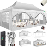 COBIZI Canopy 10x20 Pop Up Canopy Tent with 6 Sidewalls 3.0, Wedding Party Tent Outdoor Gazebos UV50+ Waterproof Canopy Tent for Parties, 3 Adjustable Heights, White(Frame Upgraded) COBIZI