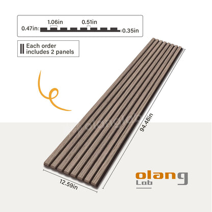 Olanglab Wood Slat Wall Panels, 2 Pack Wood Slats for Wall, 94.48"x 12.59"x 0.82" Each, 3D Wall Panels for Interior Wall Decor, (Brown Walnut) - WoodArtSupply