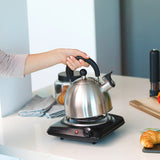 OVENTE Electric Countertop Single Burner, 1000W Cooktop with 6" Stainless Steel Coil Hot Plate, 5 Level Temperature Control, Indicator Light, Compact Cooking Stove and Easy to Clean, Black BGC101B OVENTE