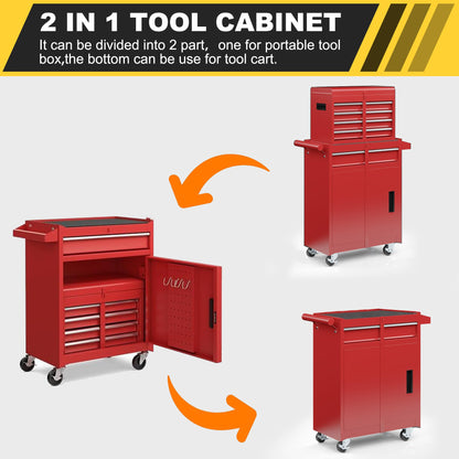 VIWAT Tool Chest, 5-Drawer Rolling Tool Chests & Cabinets with Enhanced Packaging, Detachable Top Tool Box and Lockable Wheels Metal Tool Cart for Garage, Workshop Red - WoodArtSupply