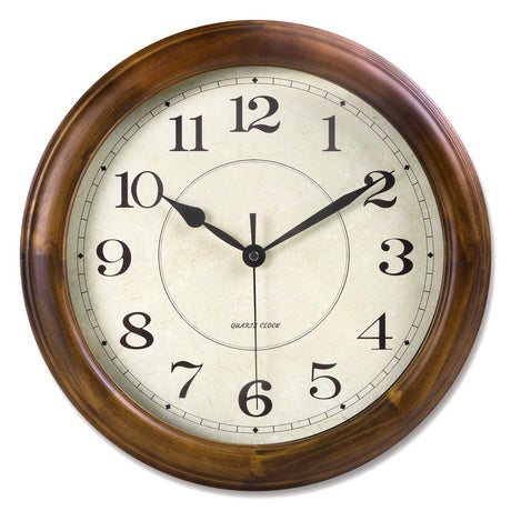 Kesin Wall Clock Wood 14 Inch Silent Wall Clocks Large Decorative Battery Operated Non Ticking Analog Retro Clock for Living Room, Kitchen, Bedroom Kesin