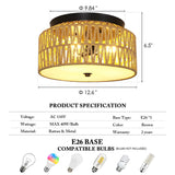 ANQIANYUE Rattan Flush Mount Ceiling Light, Boho Ceiling Light Fixture, 3-Lights Hand Woven Ceiling Light Fixture with PVC Plate for Hallway Bedroom Kitchen Entryway Living Room Foyer ANQIANYUE